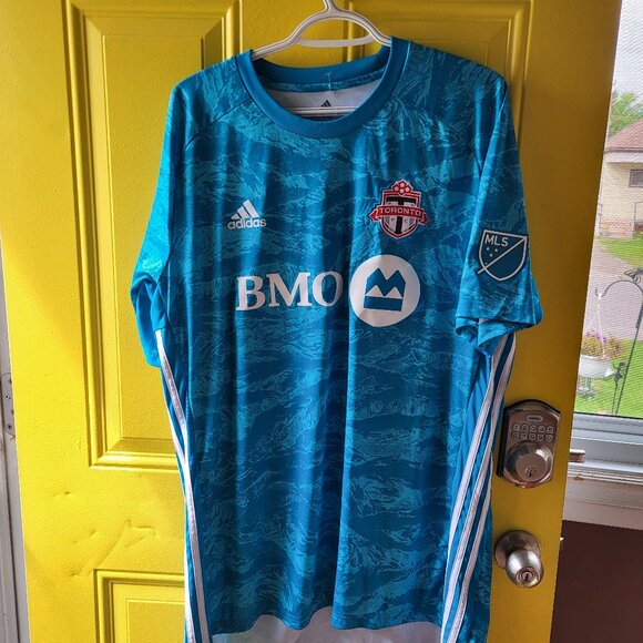Adidas Climalite Toronto FC MLS Jersey Aqua Blue Short Sleeve Mens XL GUC - Picture 1 of 7